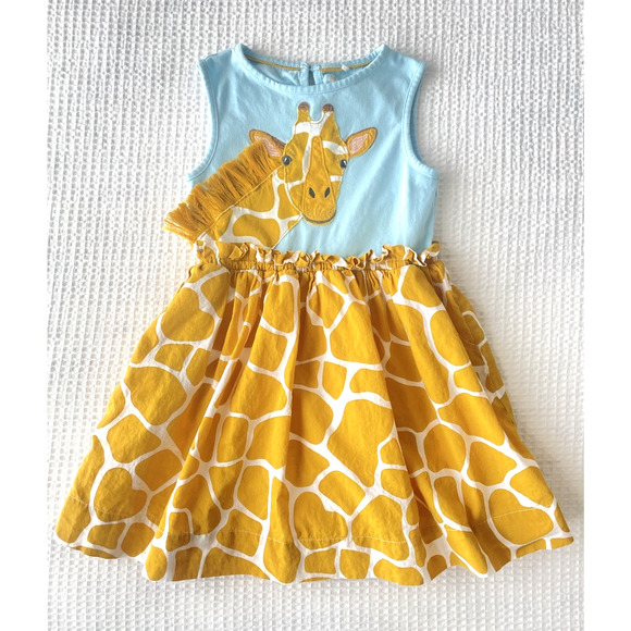 Mini Boden Girls Dress Size 5 6 Giraffe Applique Safari Zoo Friend - Picture 1 of 4